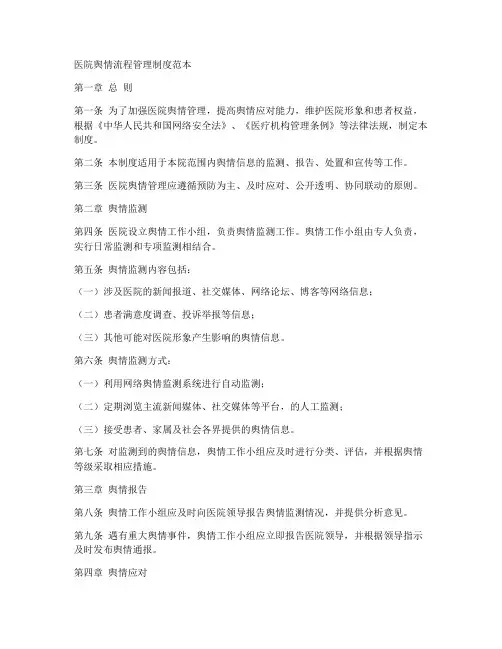 医院舆情流程管理制度范本