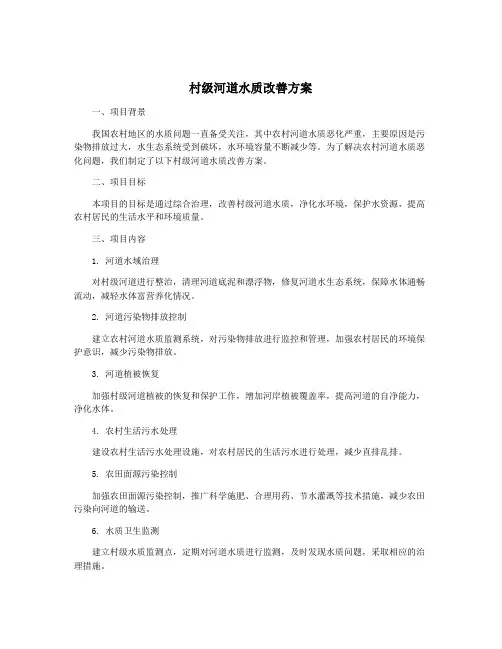 村级河道水质改善方案