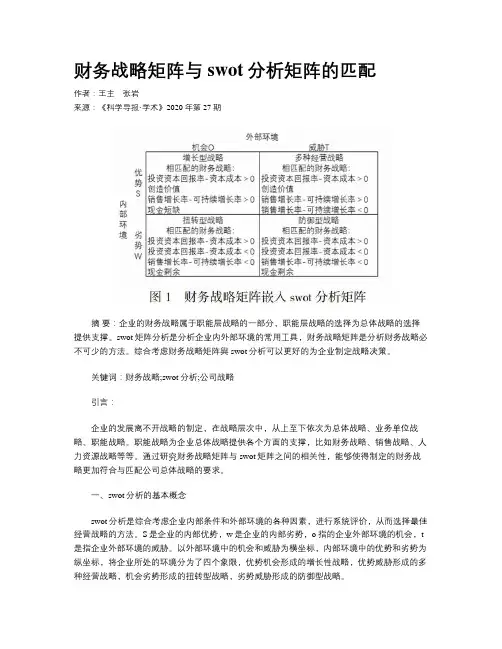财务战略矩阵与swot分析矩阵的匹配