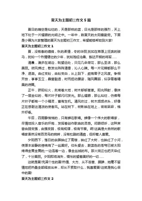 夏天为主题初三作文5篇