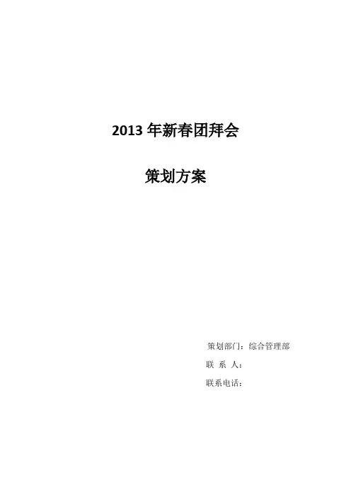 2013年新春团拜会方案