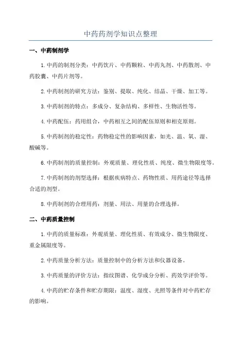 中药药剂学知识点整理