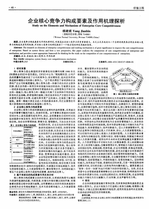 企业核心竞争力构成要素及作用机理探析