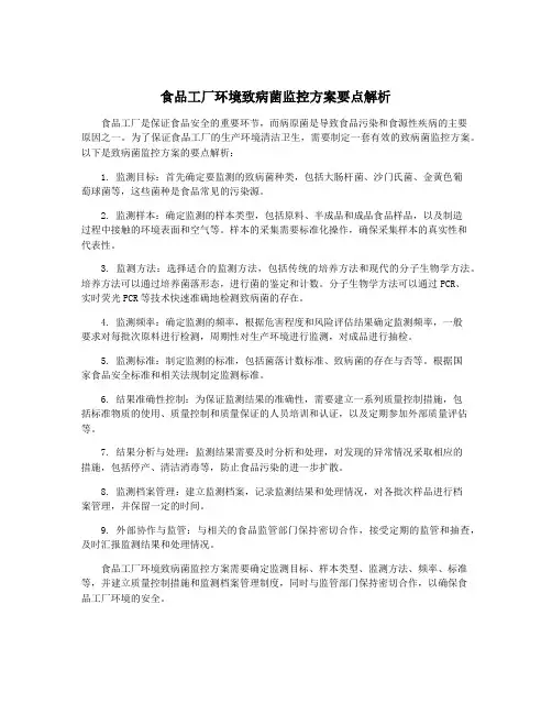 食品工厂环境致病菌监控方案要点解析