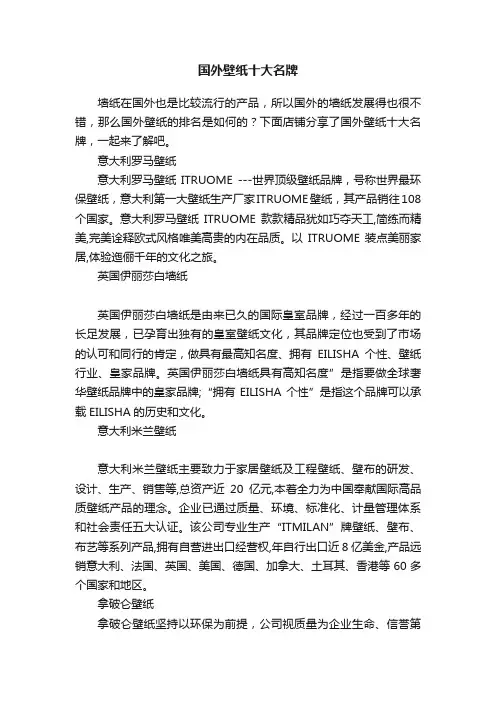 国外壁纸十大名牌