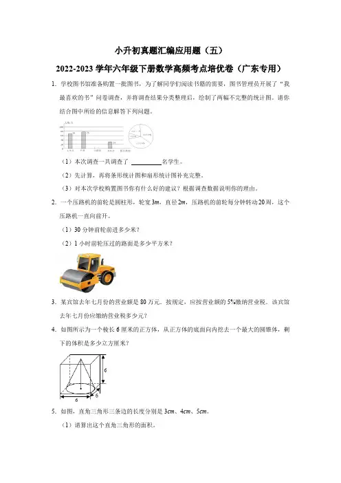 小升初真题汇编应用题(五)-2022-2023学年六年级下册数学高频考点培优卷(广东专用)(人教版)