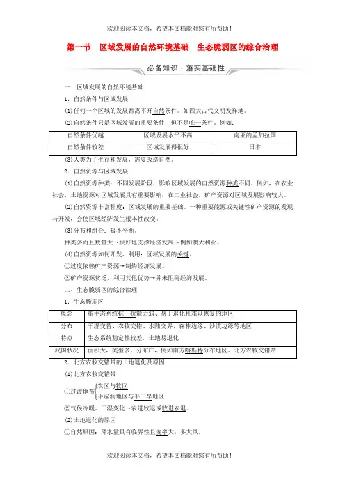 2023版高考地理一轮总复习第13章资源环境与区域发展第1节区域发展的自然环境基础生态脆弱区的综合治