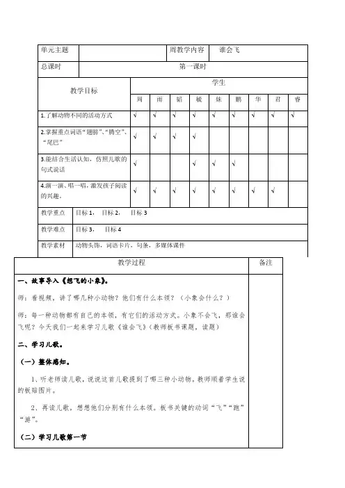 小学语文人教一年级上册(统编2023年更新)-《谁会飞》教案