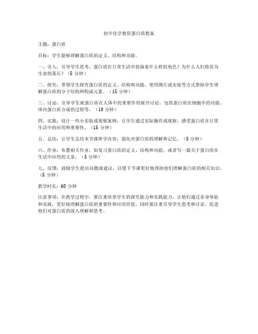 初中化学教资蛋白质教案