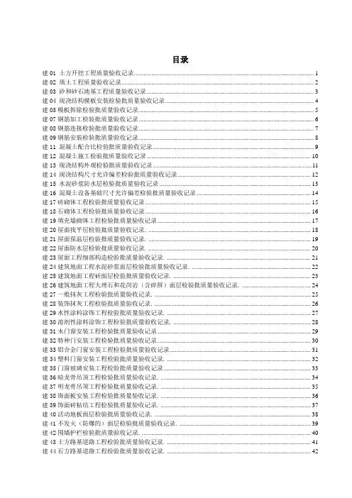 土建质量验收记录表格