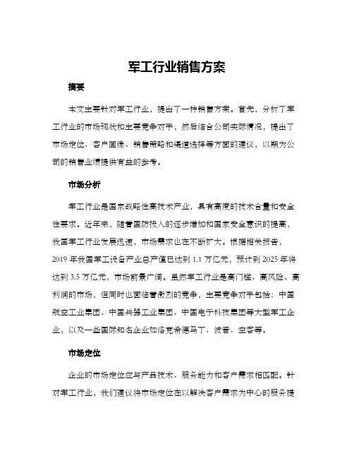 军工行业销售方案