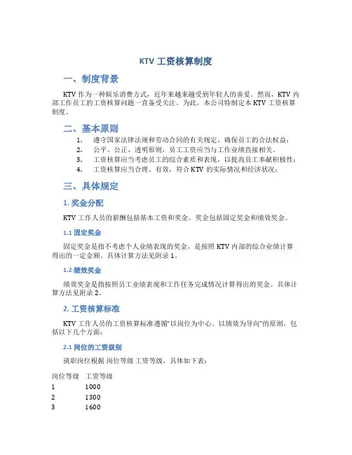 ktv工资核算制度