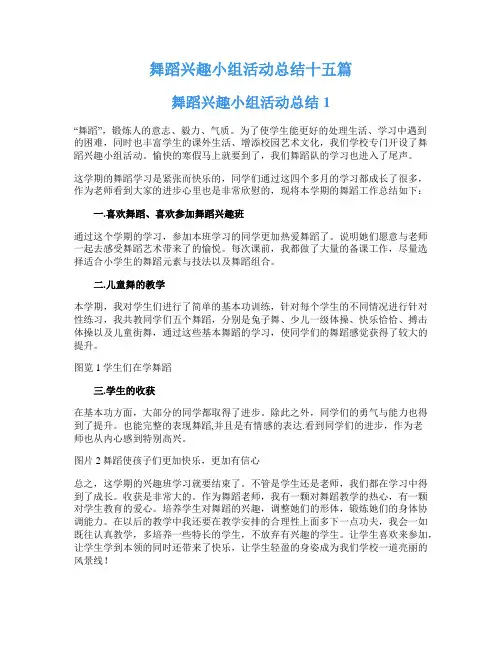 舞蹈兴趣小组活动总结十五篇