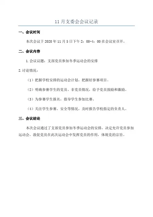 11月支委会会议记录