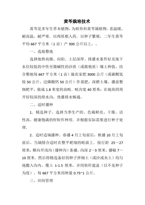 黄芩栽培技术