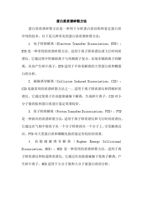 蛋白质质谱碎裂方法