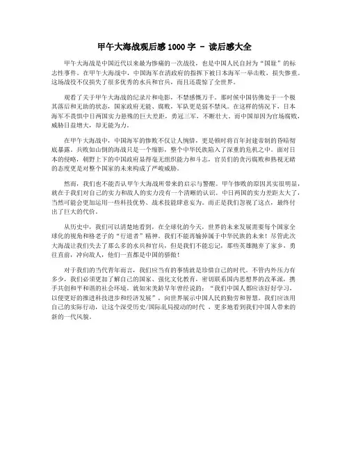 甲午大海战观后感1000字 - 读后感大全