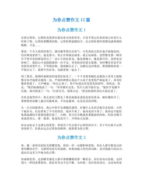 为你点赞作文12篇