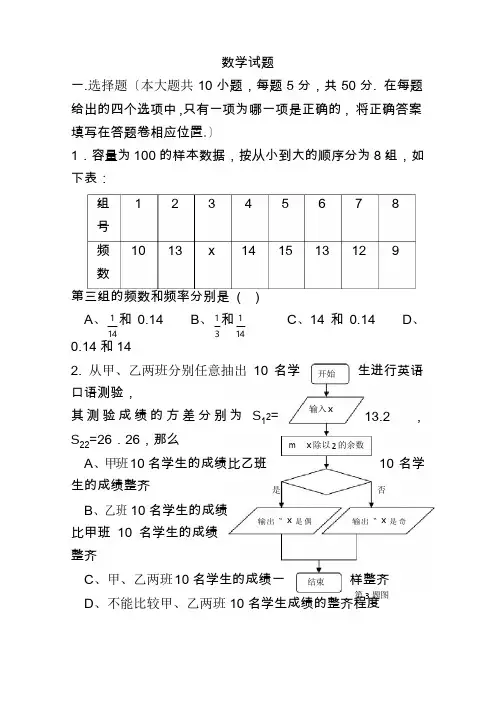 2020高一下数学下学期期末考试卷
