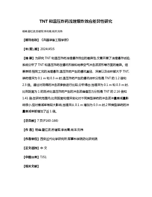 TNT和温压炸药浅埋爆炸效应差异性研究
