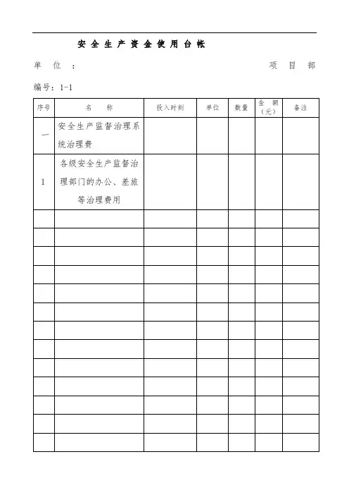 安全生产资金使用台帐表格格式