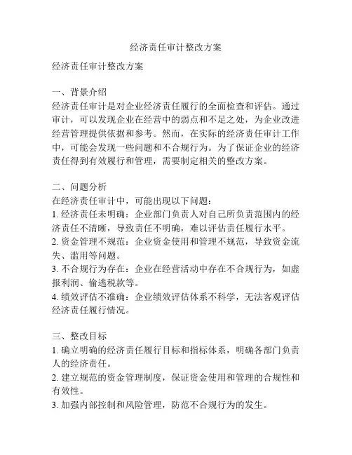 经济责任审计整改方案