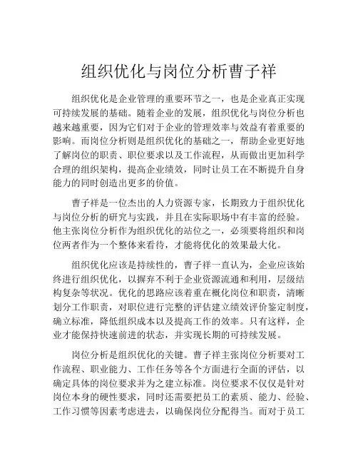 组织优化与岗位分析曹子祥