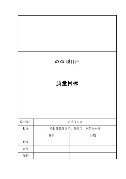 项目质量目标及目标分解