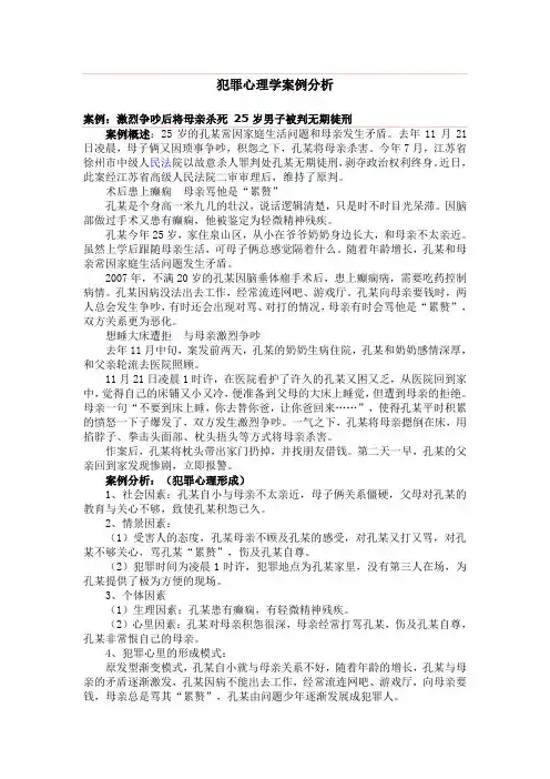 犯罪心理案例分析