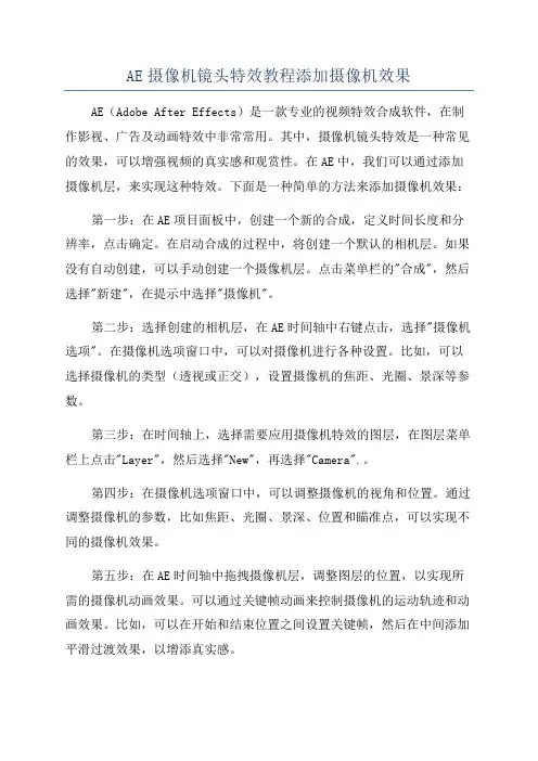 AE摄像机镜头特效教程添加摄像机效果