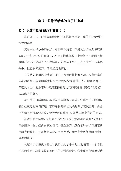 读《一只惊天动地的虫子》有感三篇