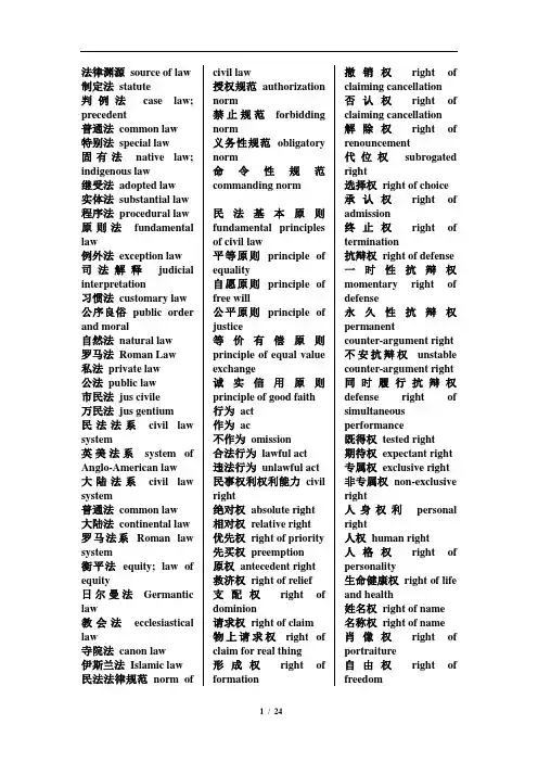 法律英语词汇大全(完美打印版)[1]