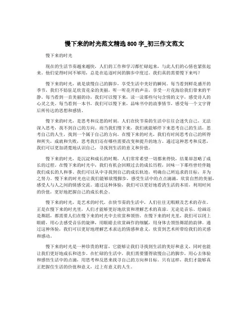 慢下来的时光范文精选800字_初三作文范文