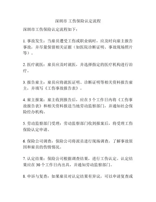 深圳市 工伤保险认定流程
