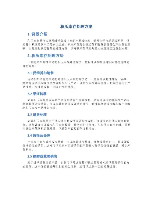 积压库存处理方案