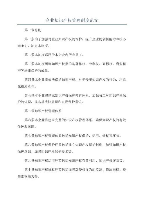 企业知识产权管理制度范文