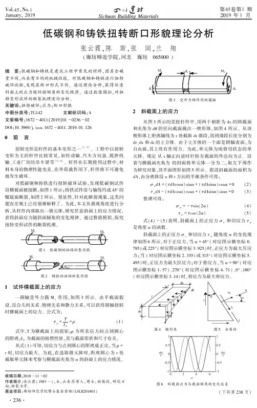 低碳钢和铸铁扭转断口形貌理论分析