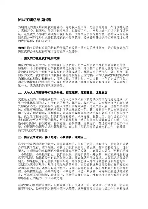 团队实训总结(推荐3篇)