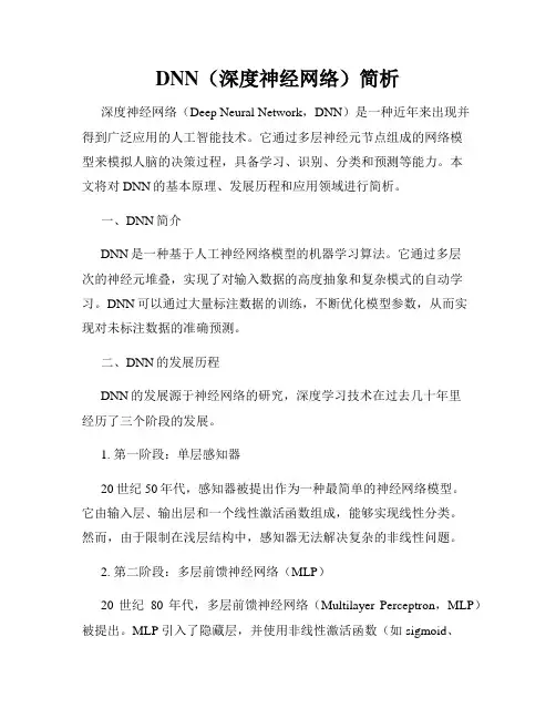 DNN(深度神经网络)简析