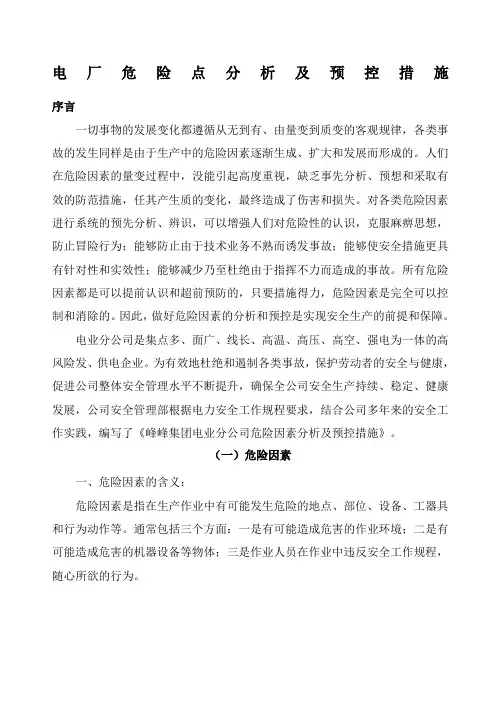 电厂危险点分析及预控措施电力协会