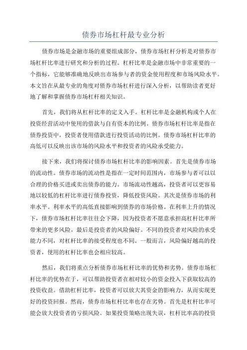 债券市场杠杆最专业分析