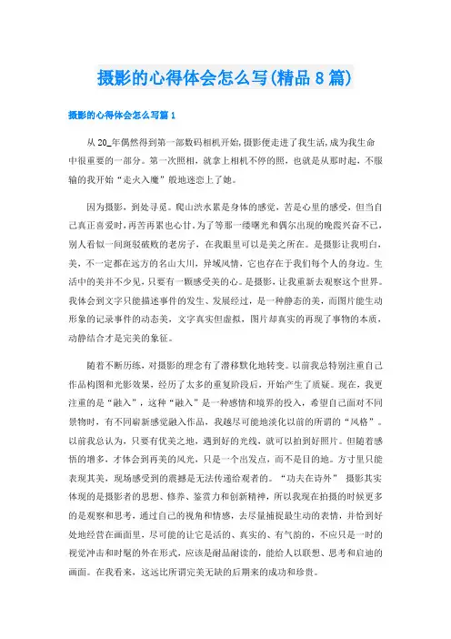 摄影的心得体会怎么写(精品8篇)