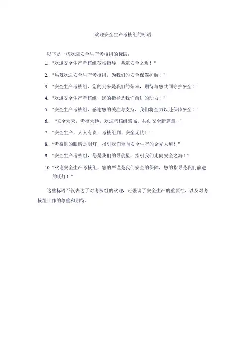 欢迎安全生产考核组的标语