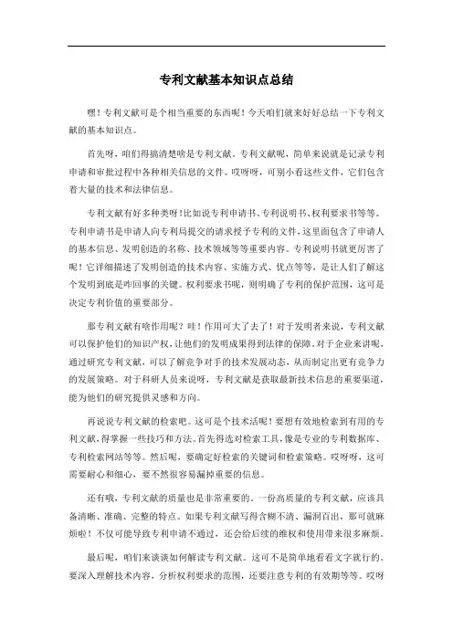 专利文献基本知识点总结
