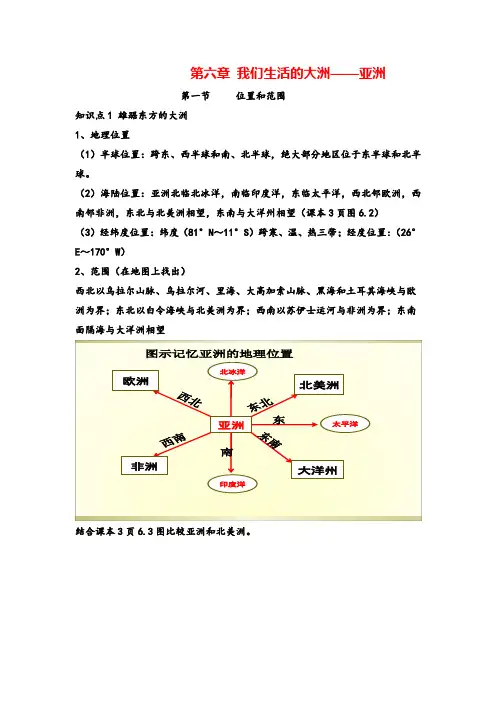 七年级下册地理第六章 复习知识点