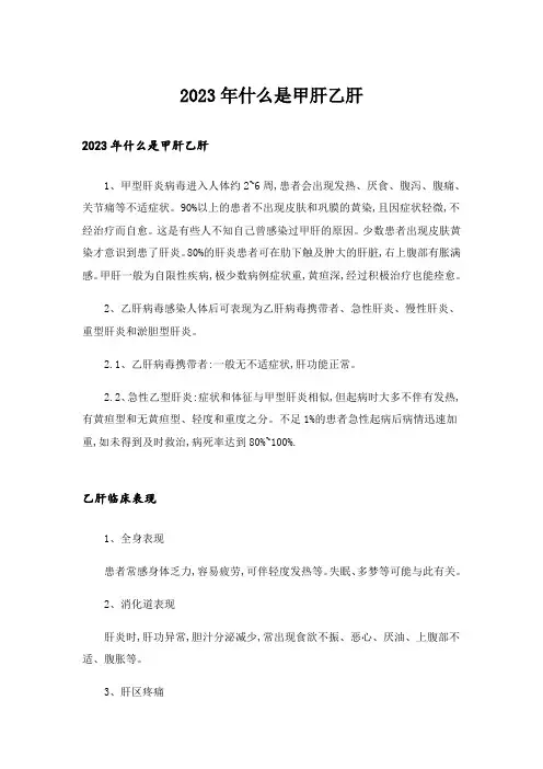 2023年什么是甲肝乙肝
