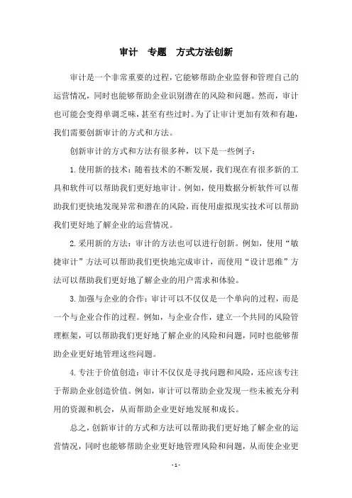 审计 专题 方式方法创新