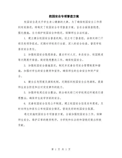校园安全专项督查方案