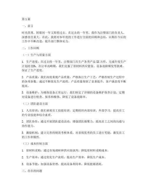 注塑年度自评总结(3篇)