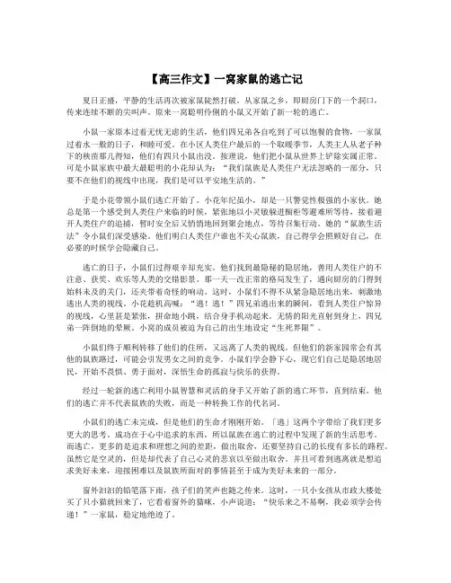 【高三作文】一窝家鼠的逃亡记